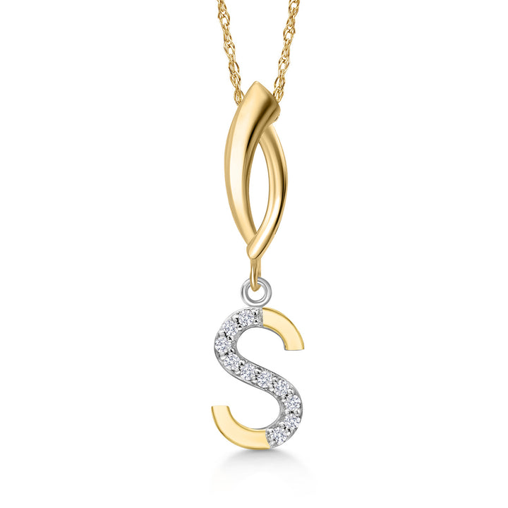 Initial S_Pendant in 925 Sterling Silver and 10K Yellow Gold
