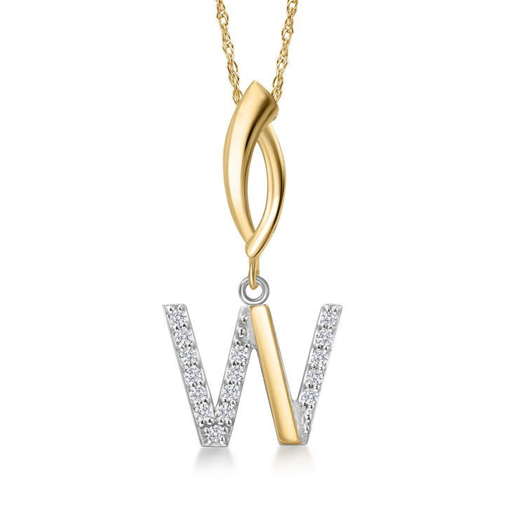 Initial W_Pendant in 925 Sterling Silver and 10K Yellow Gold
