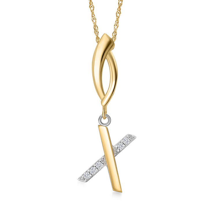 Initial X_Pendant in 925 Sterling Silver and 10K Yellow Gold