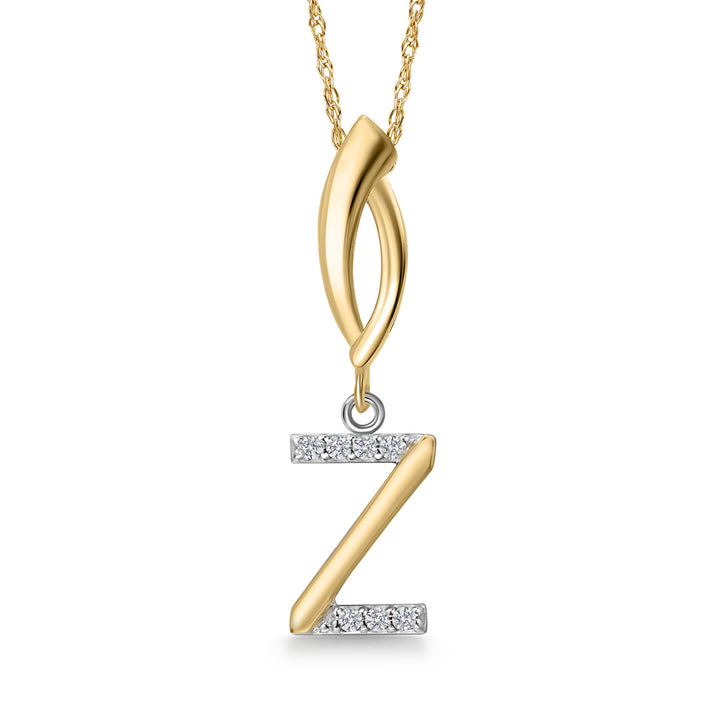 Initial Z_Pendant in 925 Sterling Silver and 10K Yellow Gold
