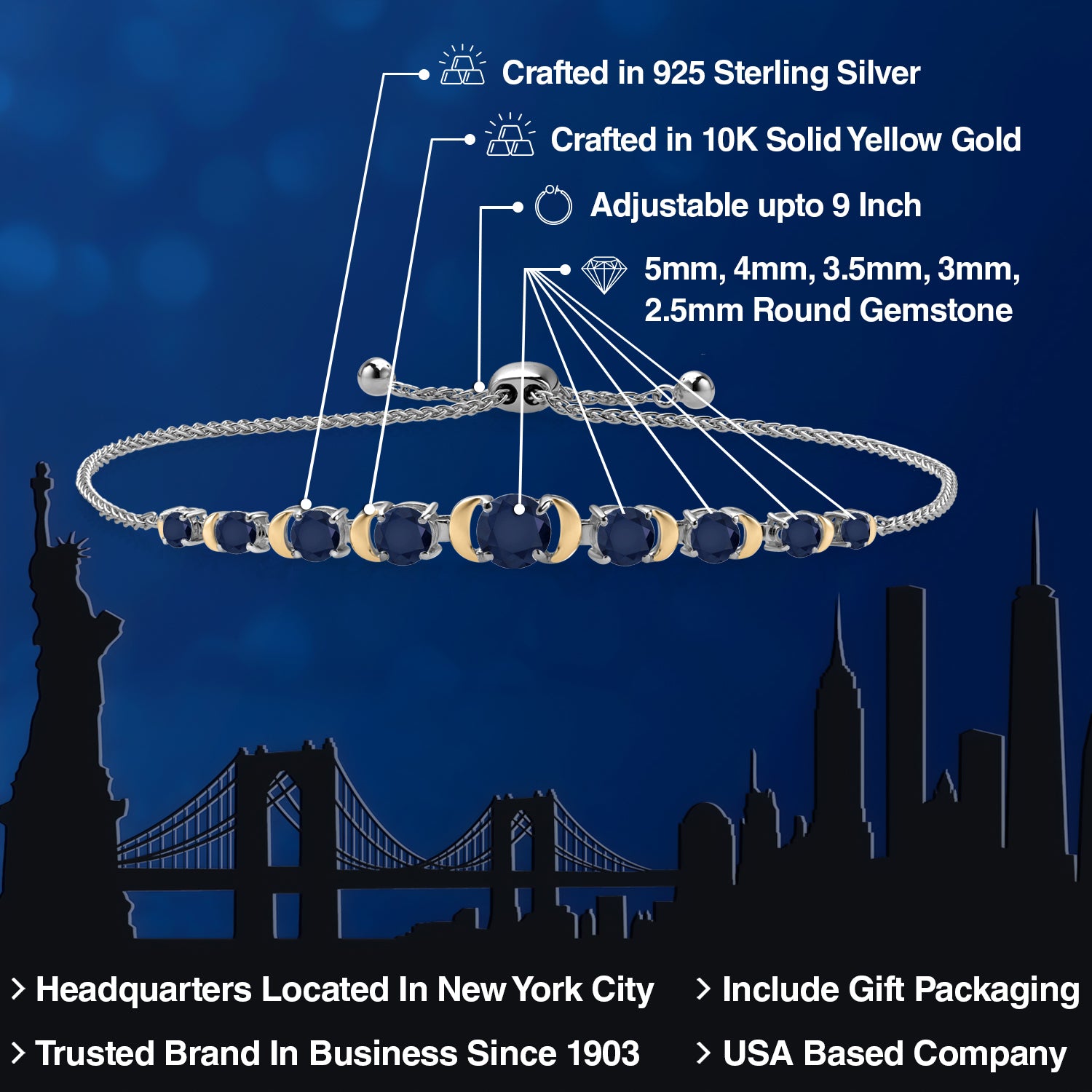 Bracelet in 925 Sterling Silver and 10K Yellow Gold