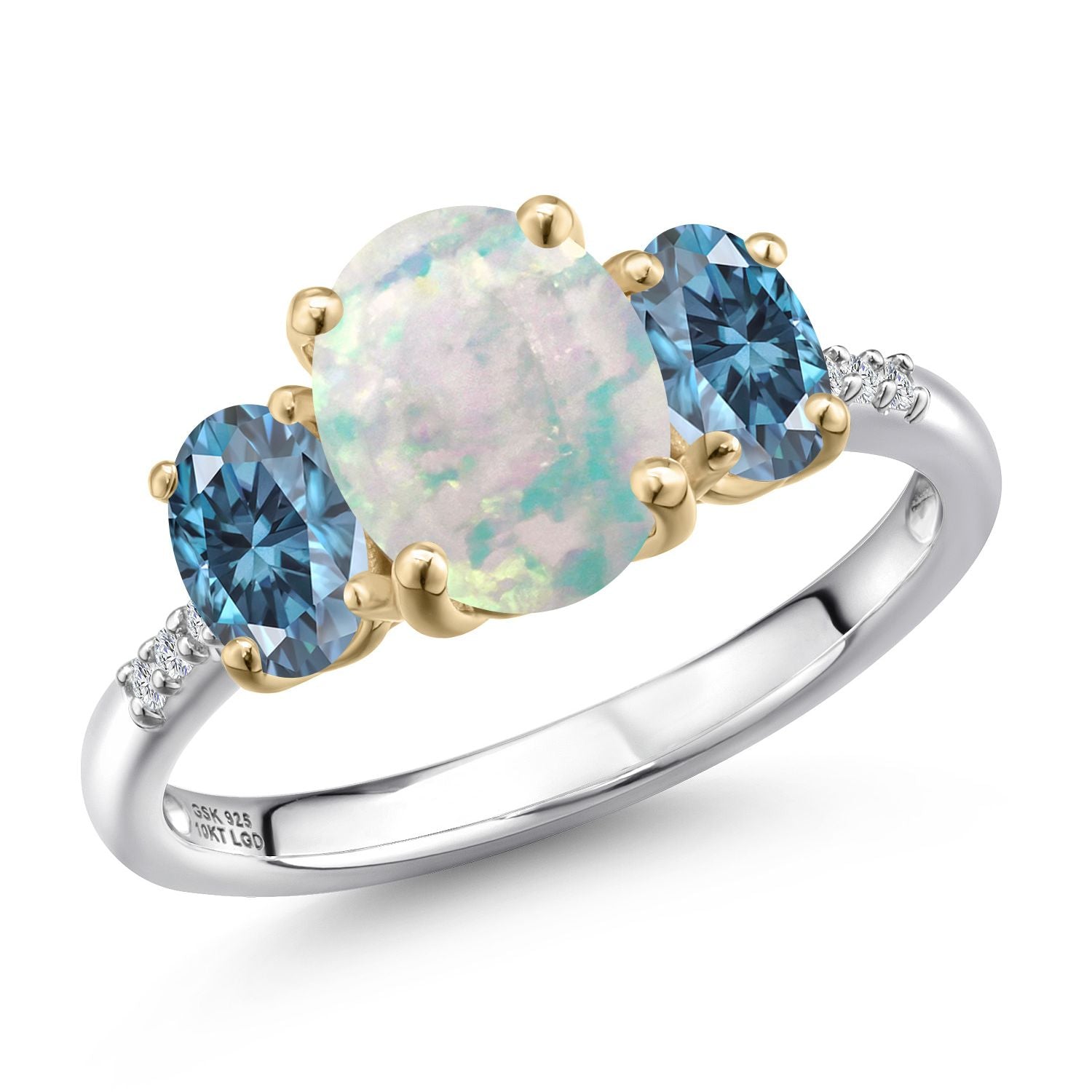 Ring in 925 Sterling Silver and 10K Yellow Gold