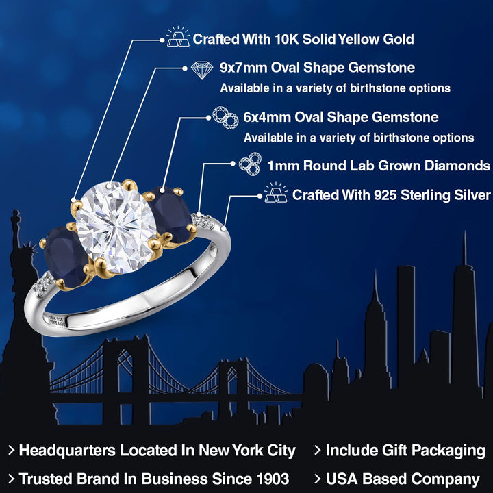 Ring in 925 Sterling Silver and 10K Yellow Gold
