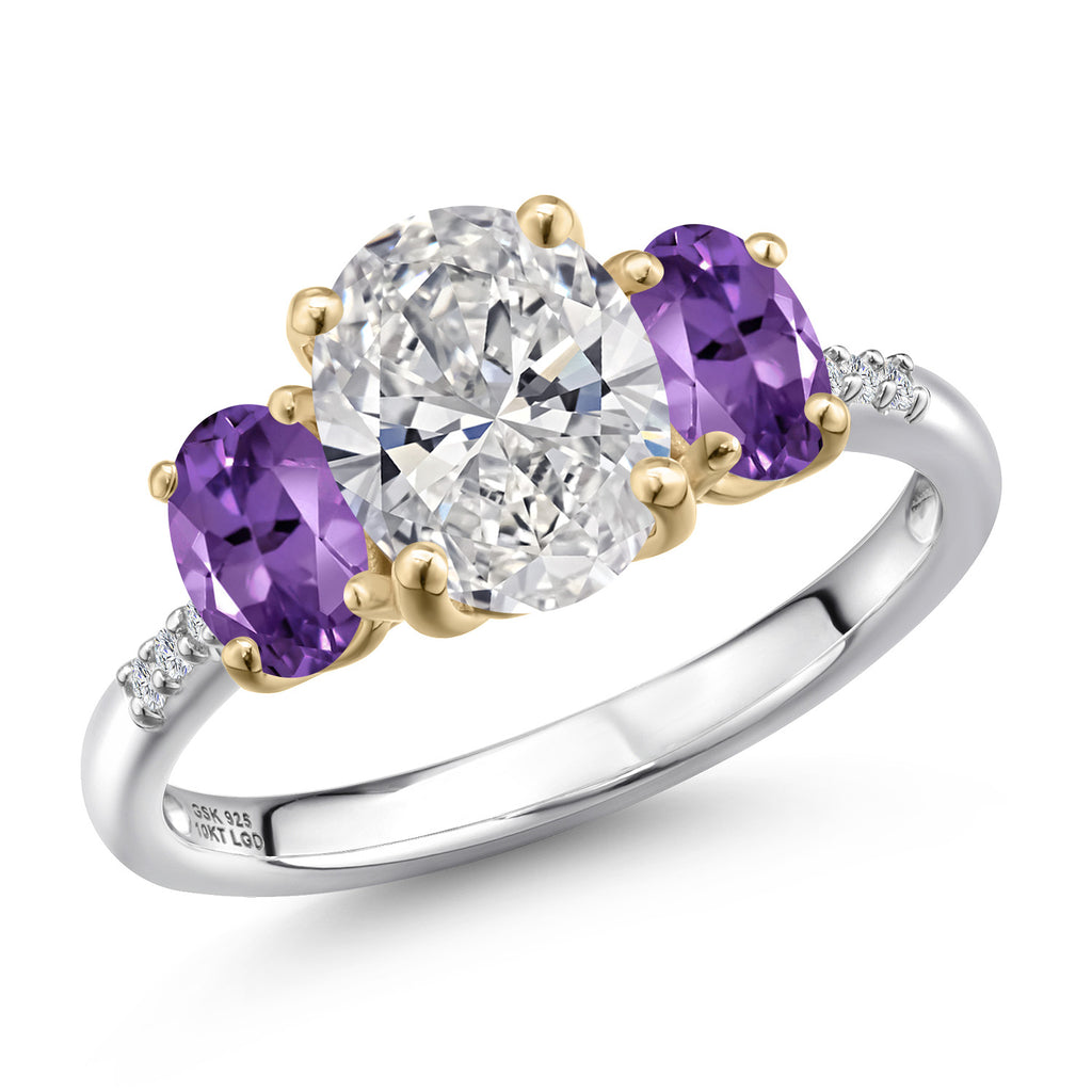 Amethyst - February_6_Ring in 925 Sterling Silver and 10K Yellow Gold