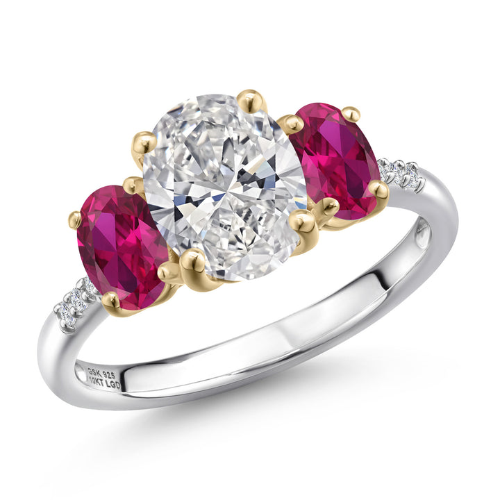 Created Ruby - July_5_Ring in 925 Sterling Silver and 10K Yellow Gold