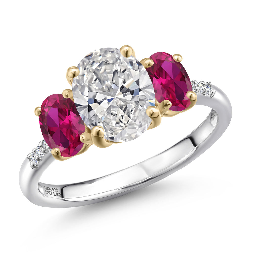 Created Ruby - July_9_Ring in 925 Sterling Silver and 10K Yellow Gold