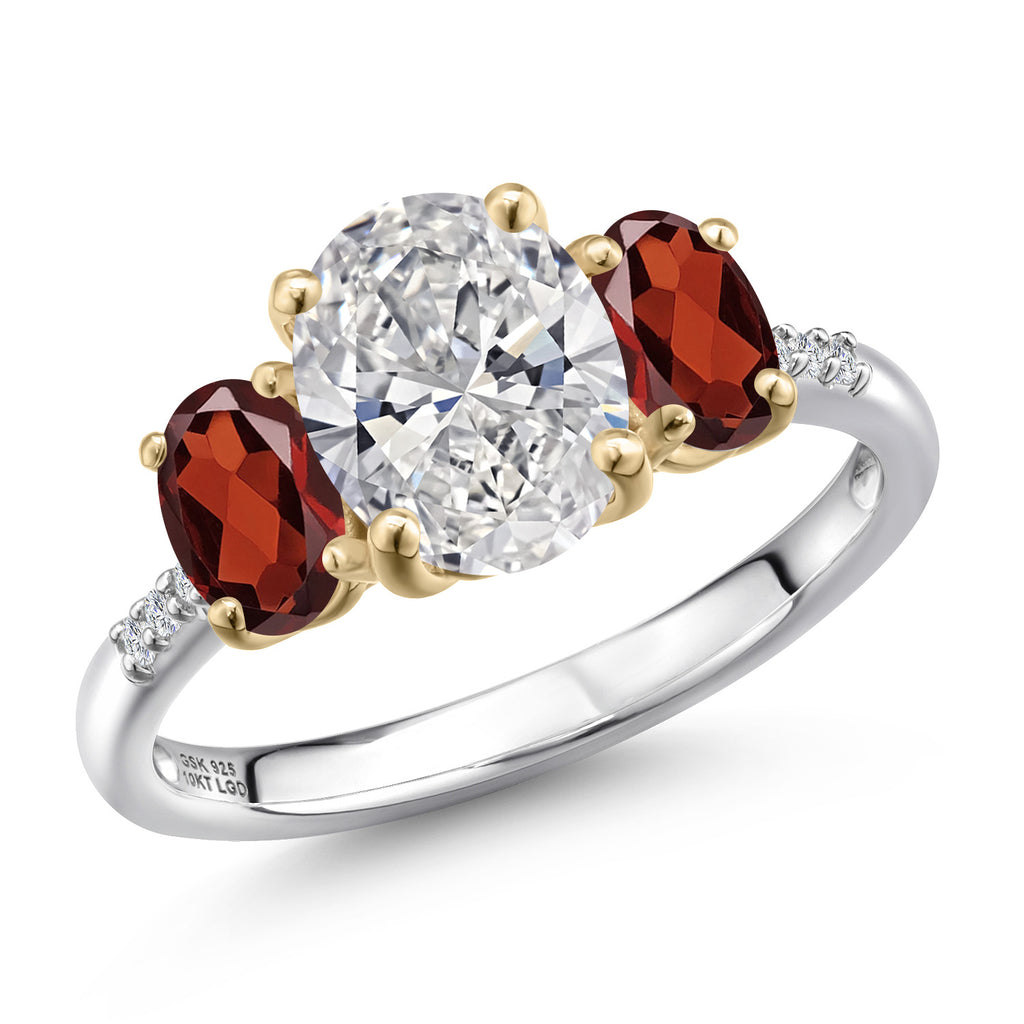 Garnet - January_9_Ring in 925 Sterling Silver and 10K Yellow Gold