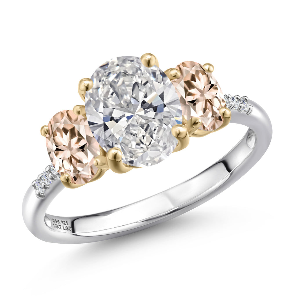 Morganite - October_8_Ring in 925 Sterling Silver and 10K Yellow Gold