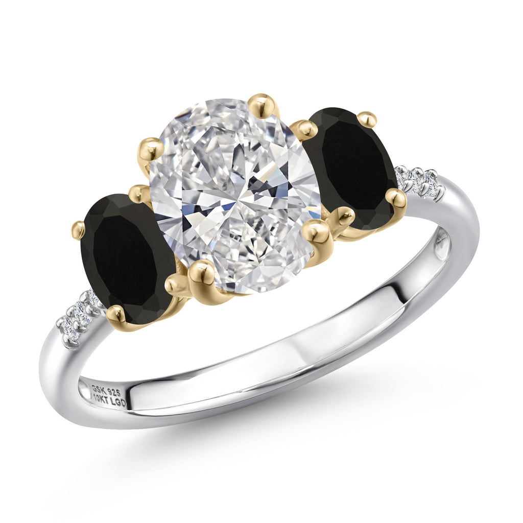 Onyx - December_6_Ring in 925 Sterling Silver and 10K Yellow Gold