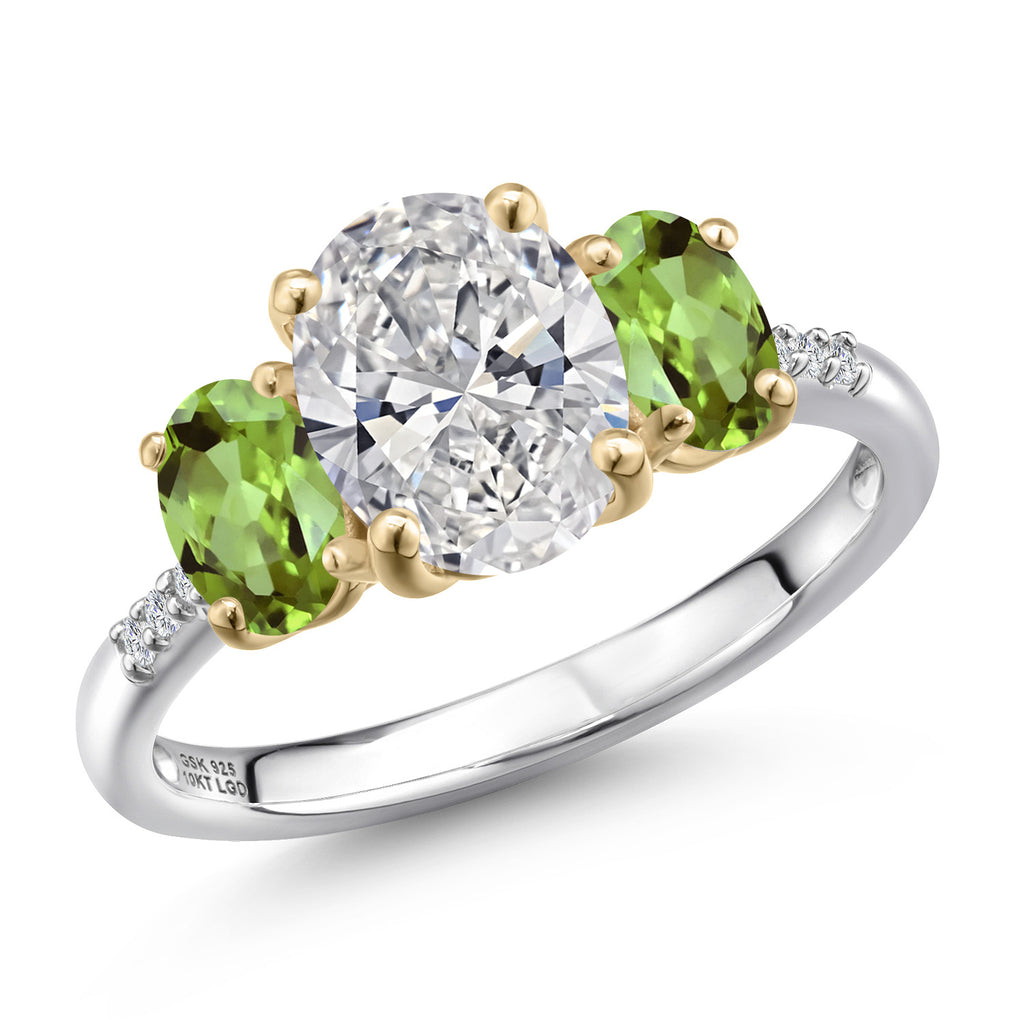 Peridot - August_6_Ring in 925 Sterling Silver and 10K Yellow Gold