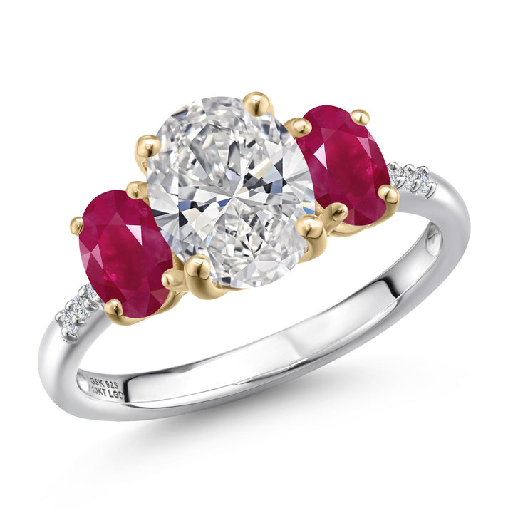 Ruby - July_5_Ring in 925 Sterling Silver and 10K Yellow Gold