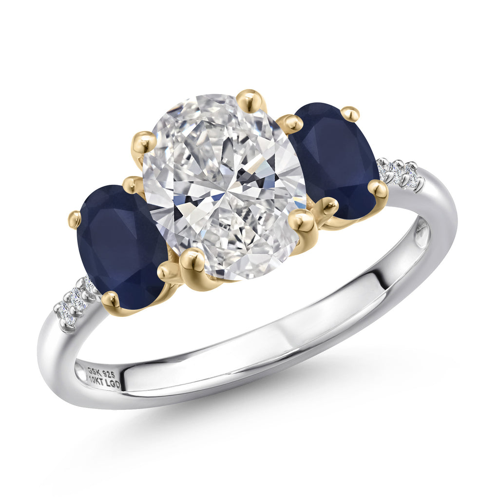 Blue Sapphire - September_7_Ring in 925 Sterling Silver and 10K Yellow Gold