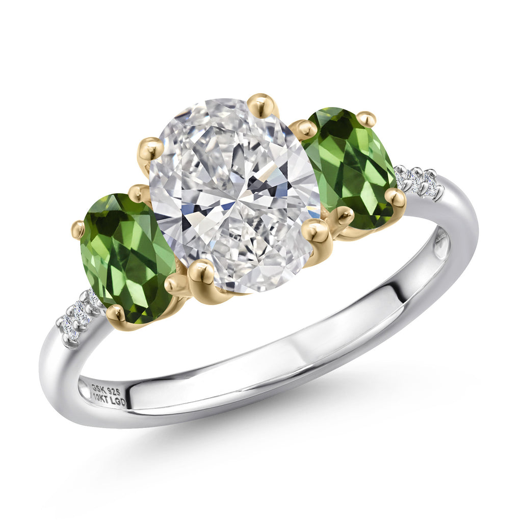 Green Tourmaline - October_6_Ring in 925 Sterling Silver and 10K Yellow Gold