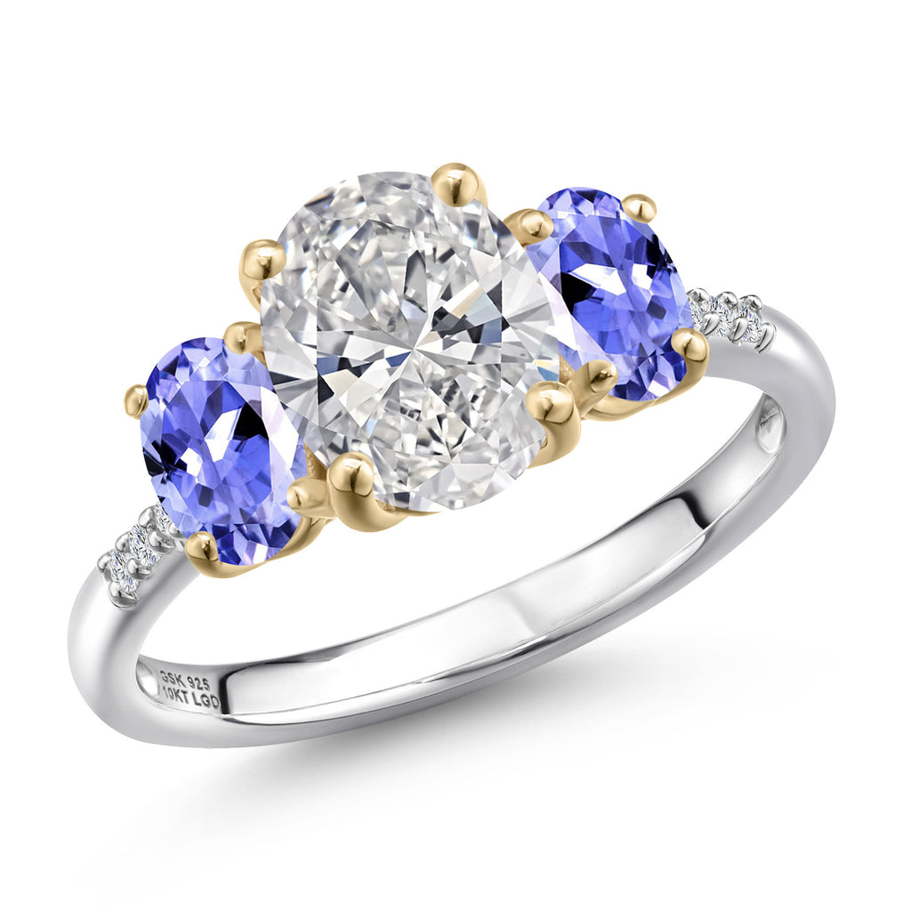 Tanzanite - December_8_Ring in 925 Sterling Silver and 10K Yellow Gold