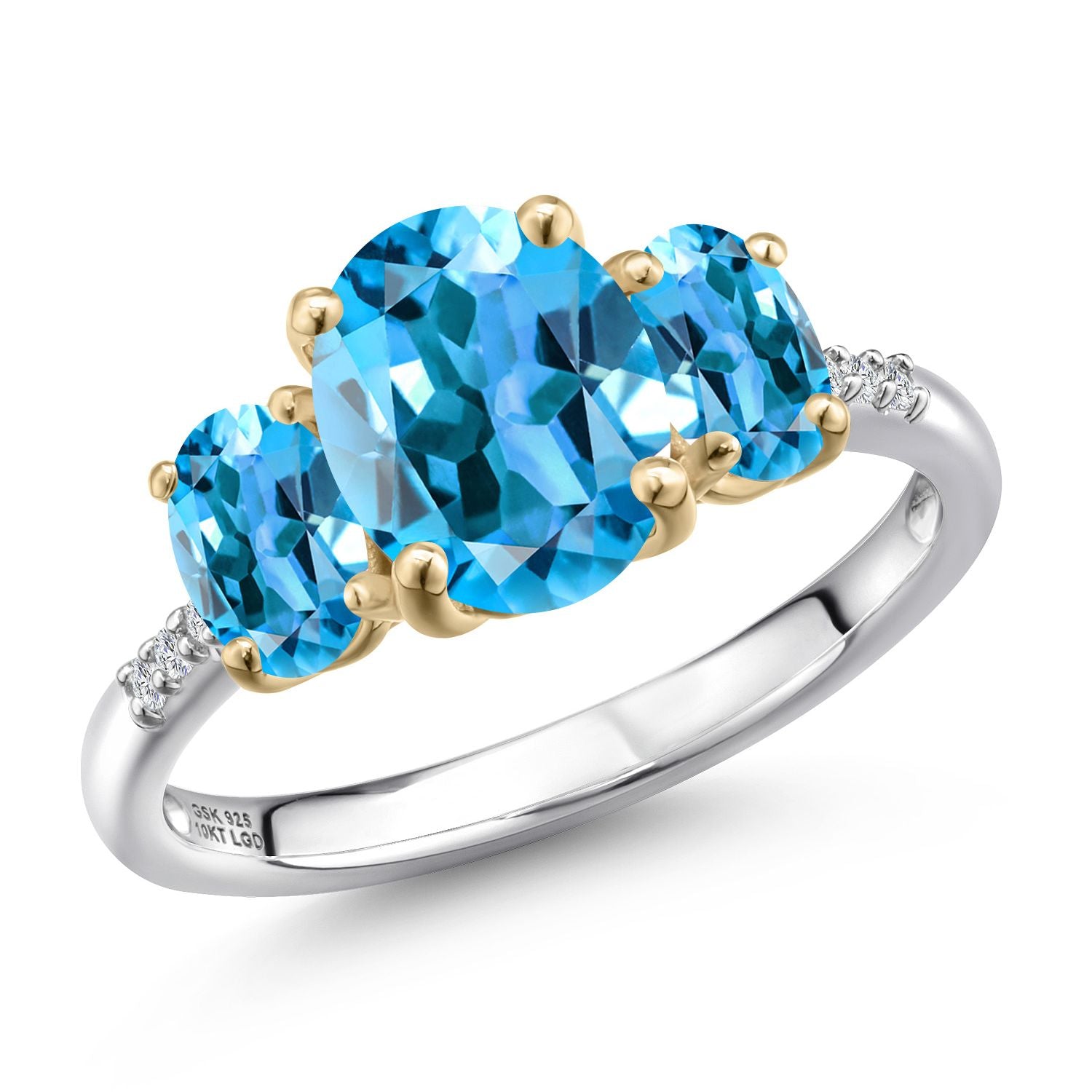 Ring in 925 Sterling Silver and 10K Yellow Gold