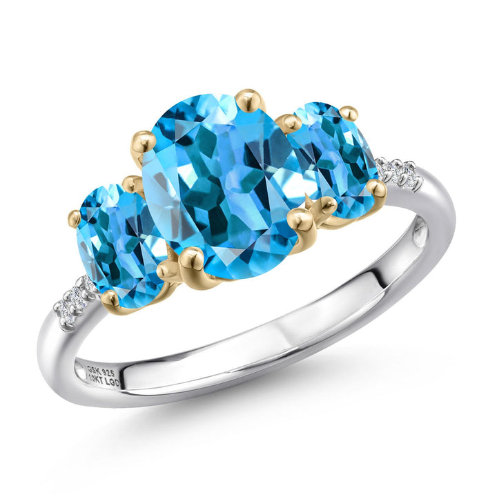 Ring in 925 Sterling Silver and 10K Yellow Gold