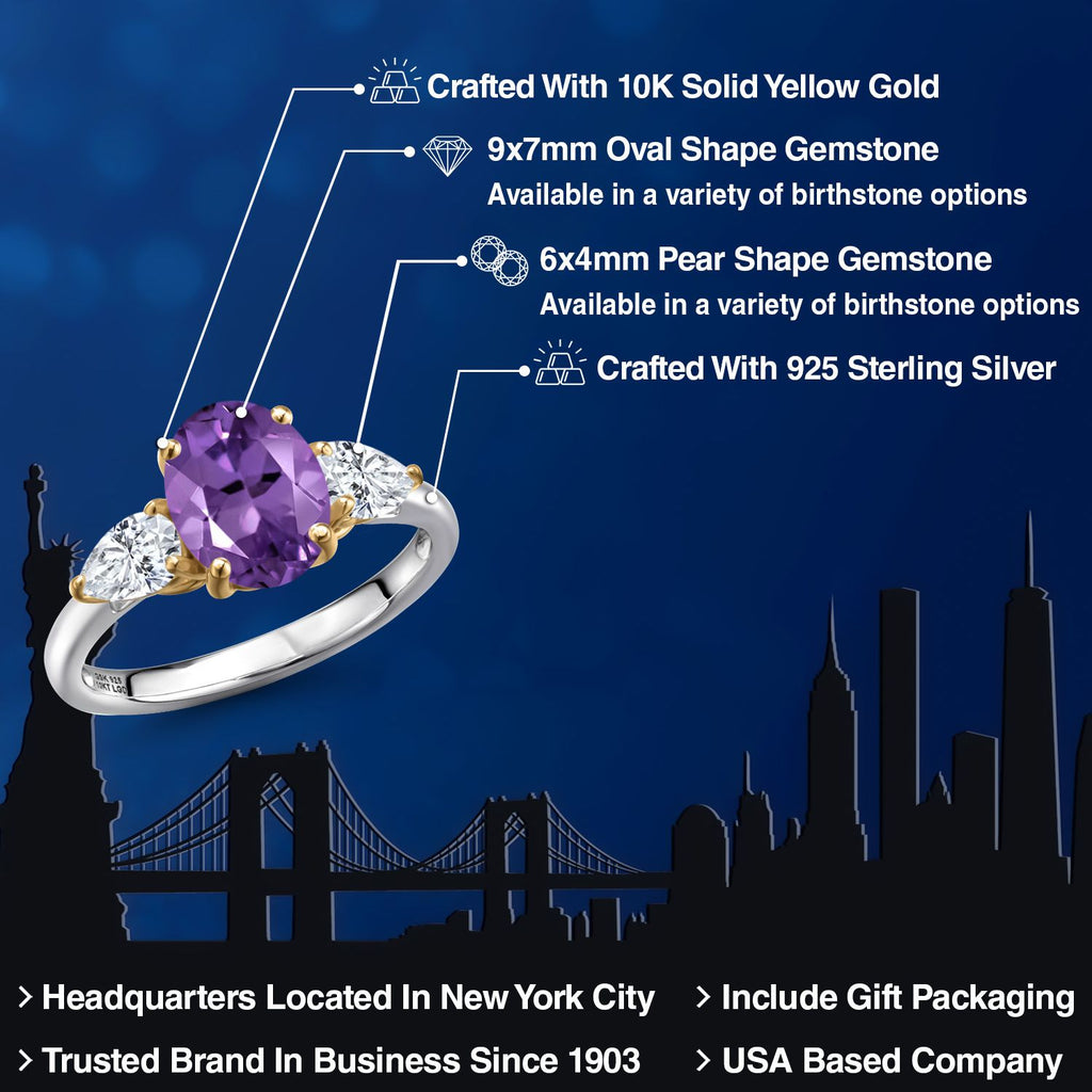 Ring in 925 Sterling Silver and 10K Yellow Gold
