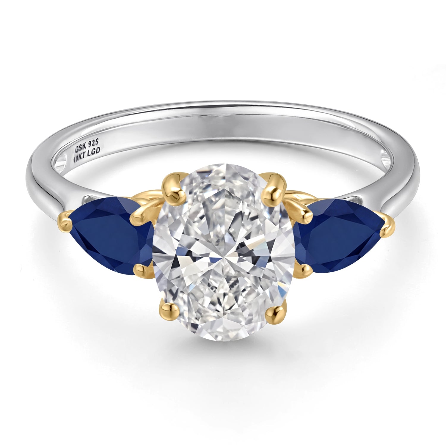 Ring in 925 Sterling Silver and 10K Yellow Gold