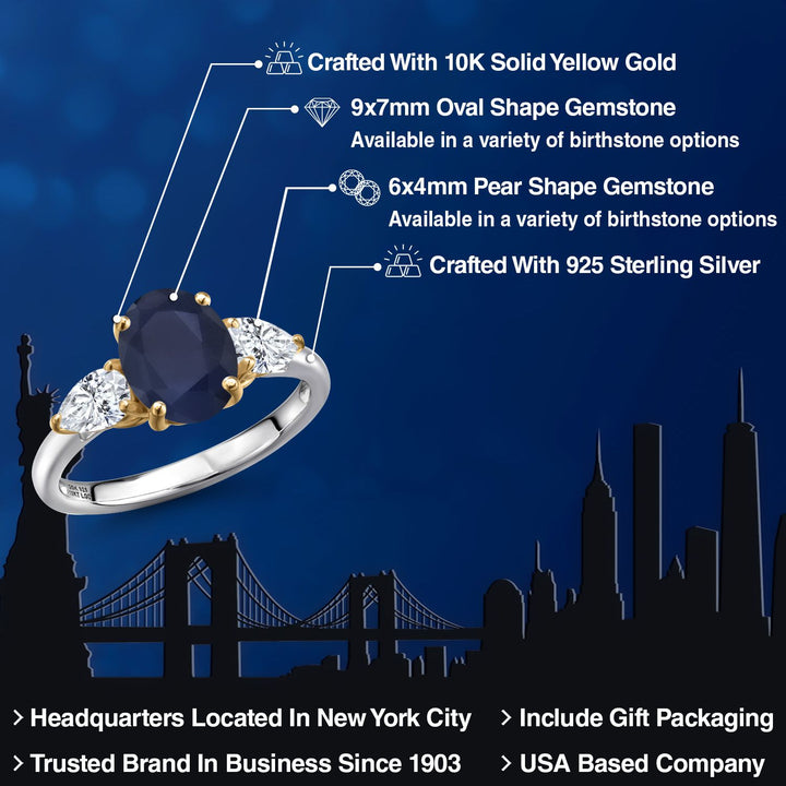 Ring in 925 Sterling Silver and 10K Yellow Gold