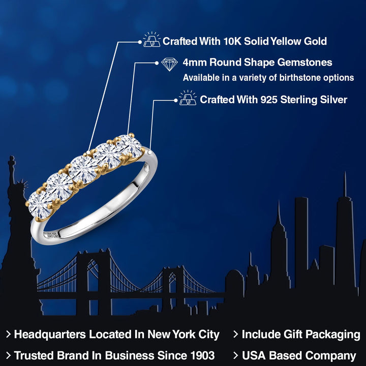 Ring in 925 Sterling Silver and 10K Yellow Gold
