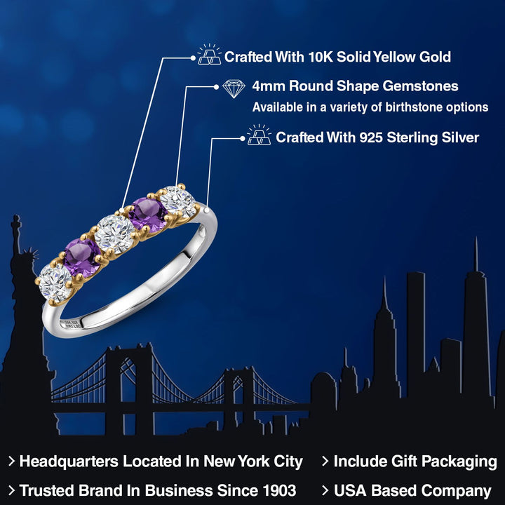Ring in 925 Sterling Silver and 10K Yellow Gold