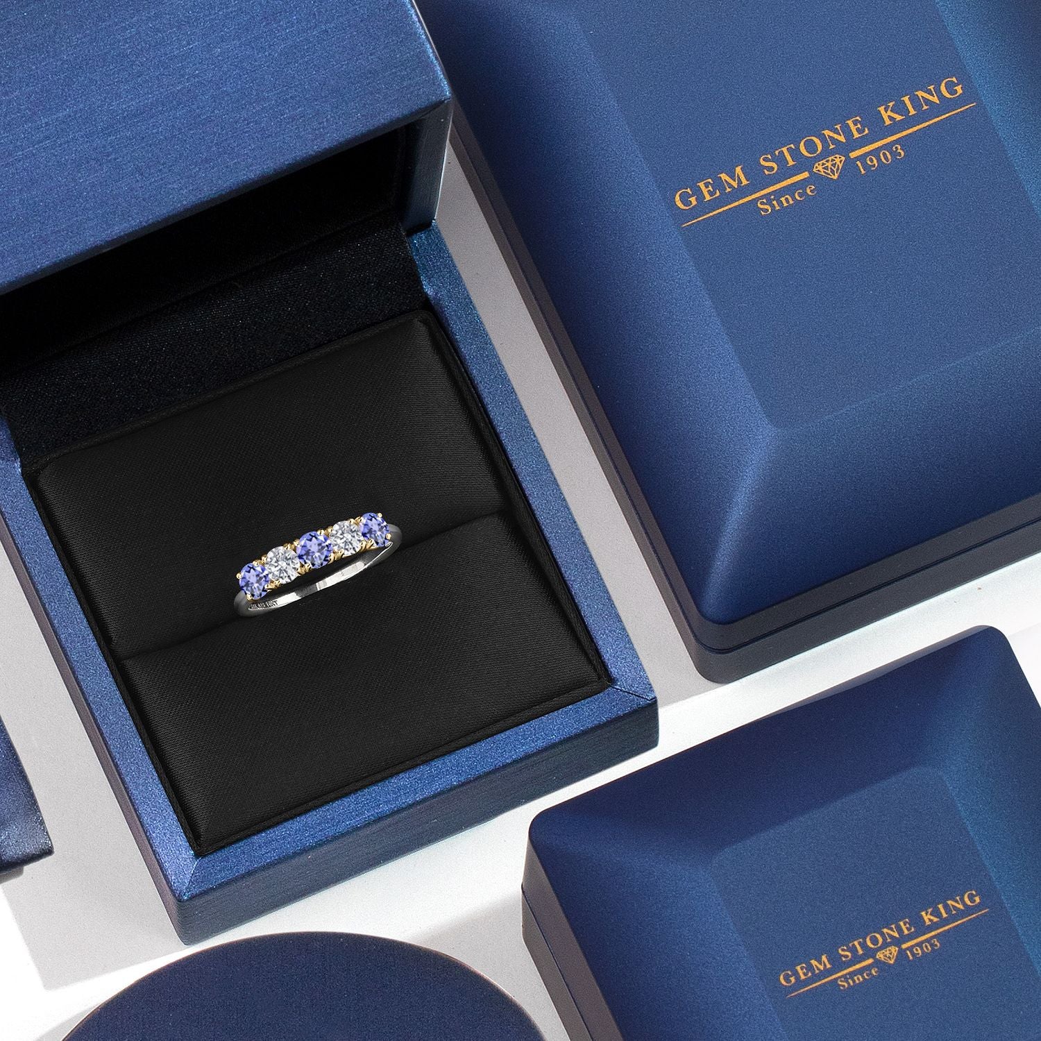 Ring in 925 Sterling Silver and 10K Yellow Gold