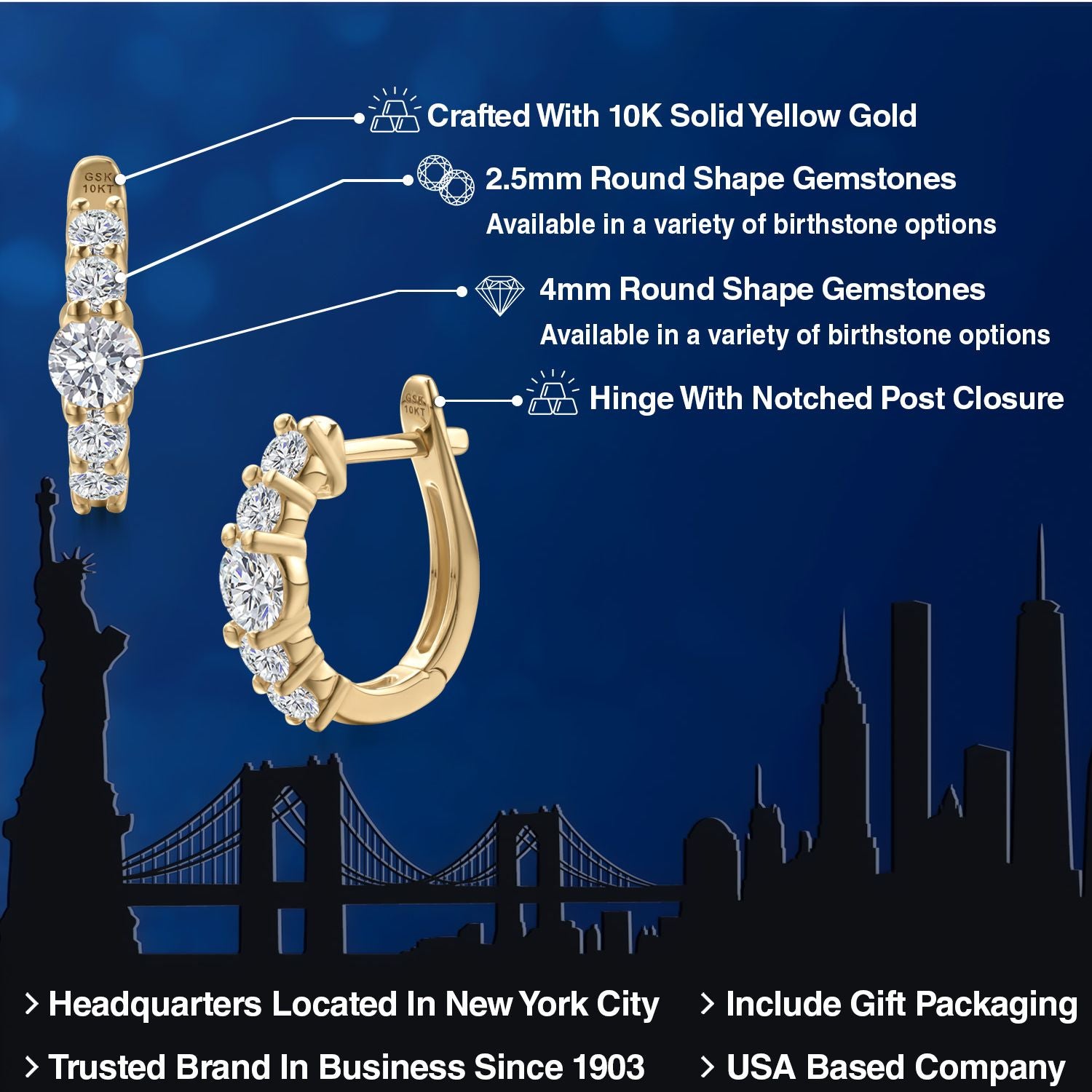 Earrings in 10K Yellow Gold