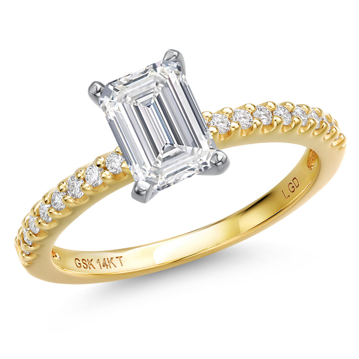 Emerald Cut_Center 1.50ct_5_Ring in 14K Two Tone Gold
