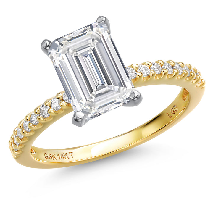 Emerald Cut_Center 3.00ct_5_Ring in 14K Two Tone Gold