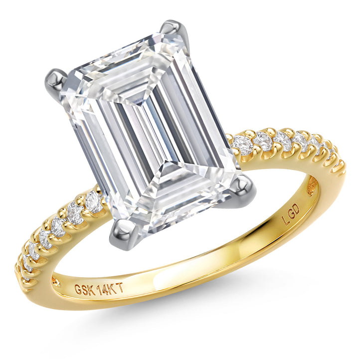 Emerald Cut_Center 4.00ct_5_Ring in 14K Two Tone Gold