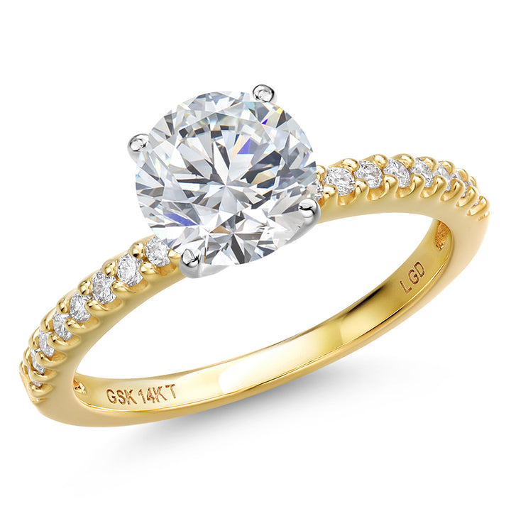Round_Center 2ct_5_Ring in 14K Two Tone Gold