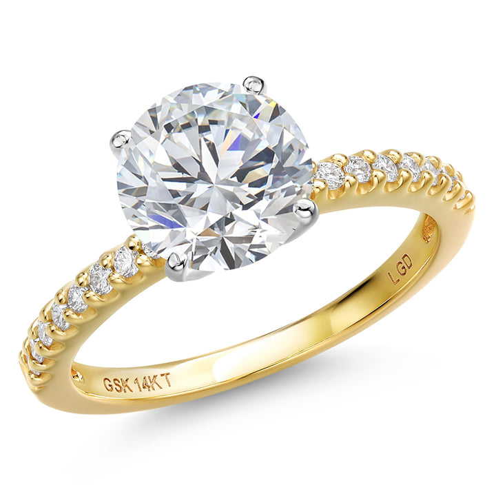 Round Cut_Center 3.00ct_5_Ring in 14K Two Tone Gold