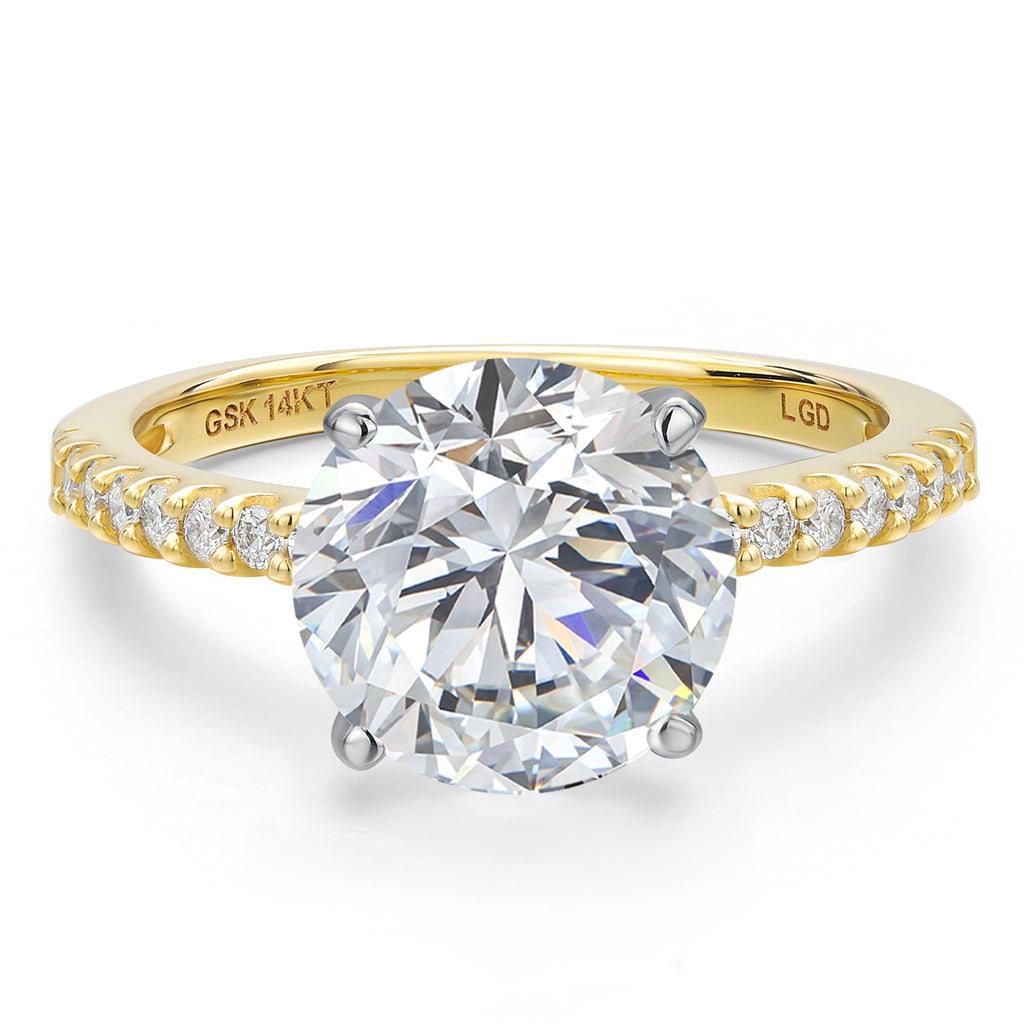 Round Cut_Center 4.00ct_5_Ring in 14K Two Tone Gold