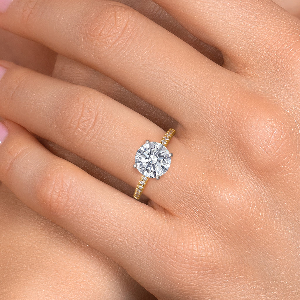 Round Cut_Center 4.00ct_5_Ring in 14K Two Tone Gold