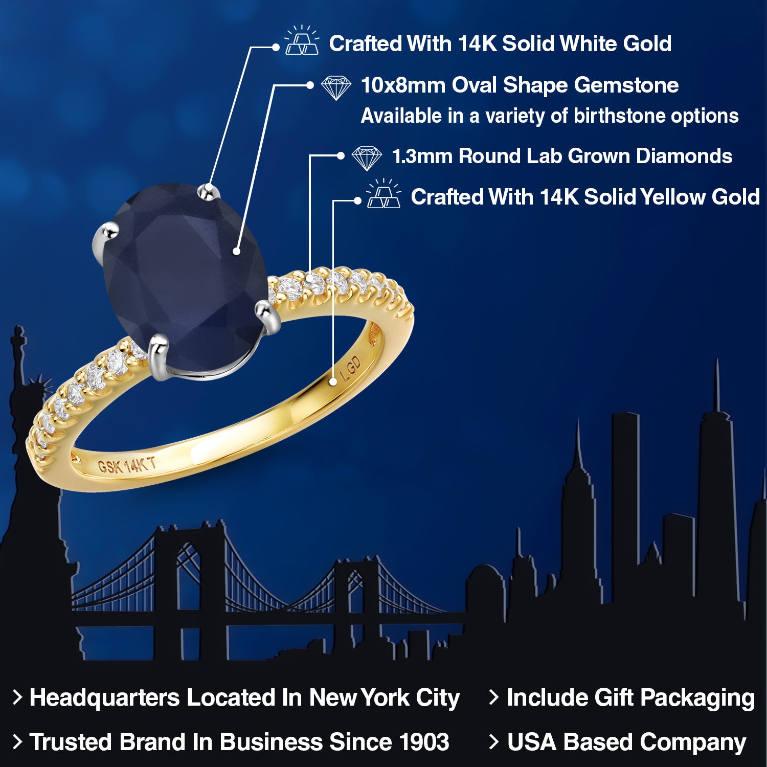 Ring in 14K Two Tone Gold