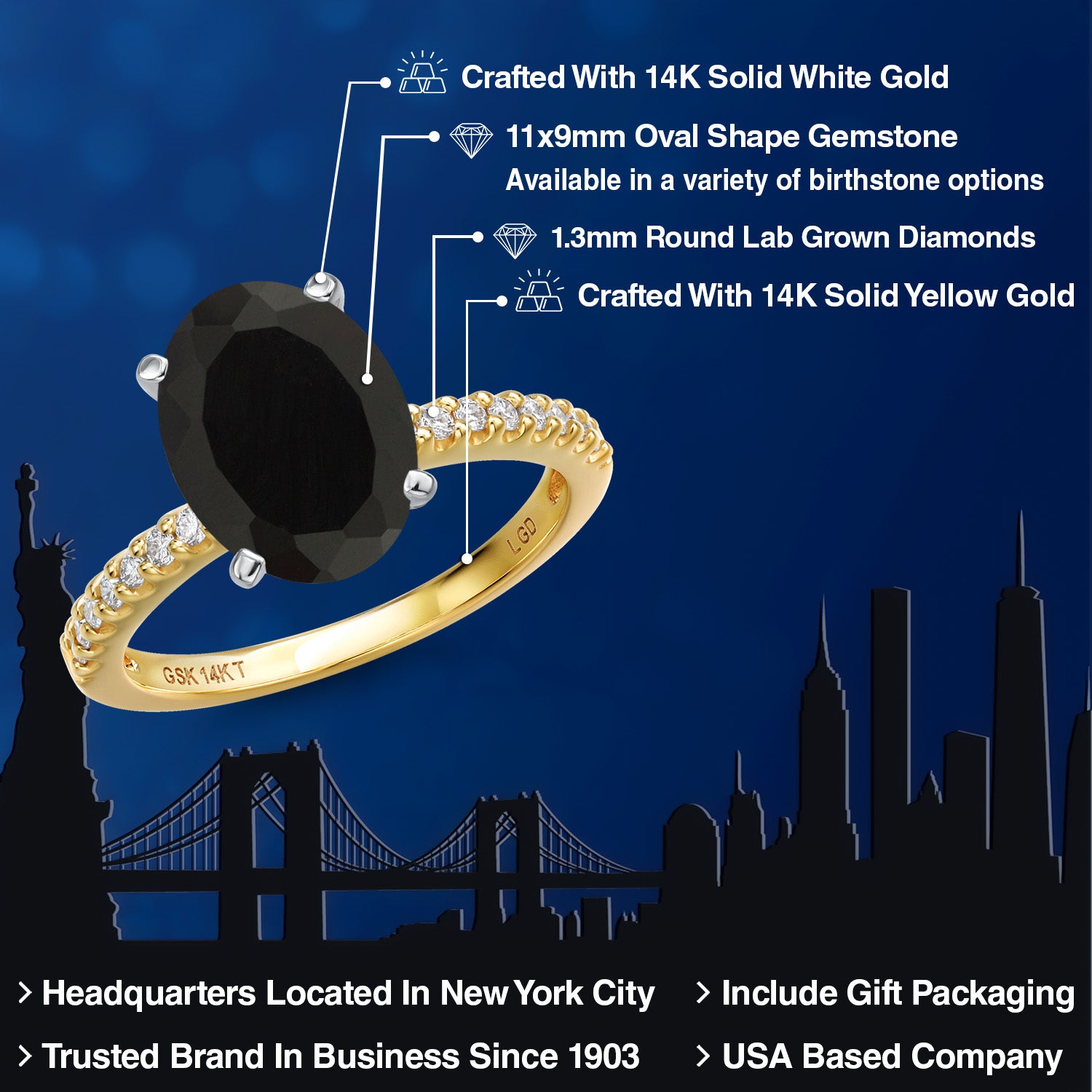 Ring in 14K Two Tone Gold