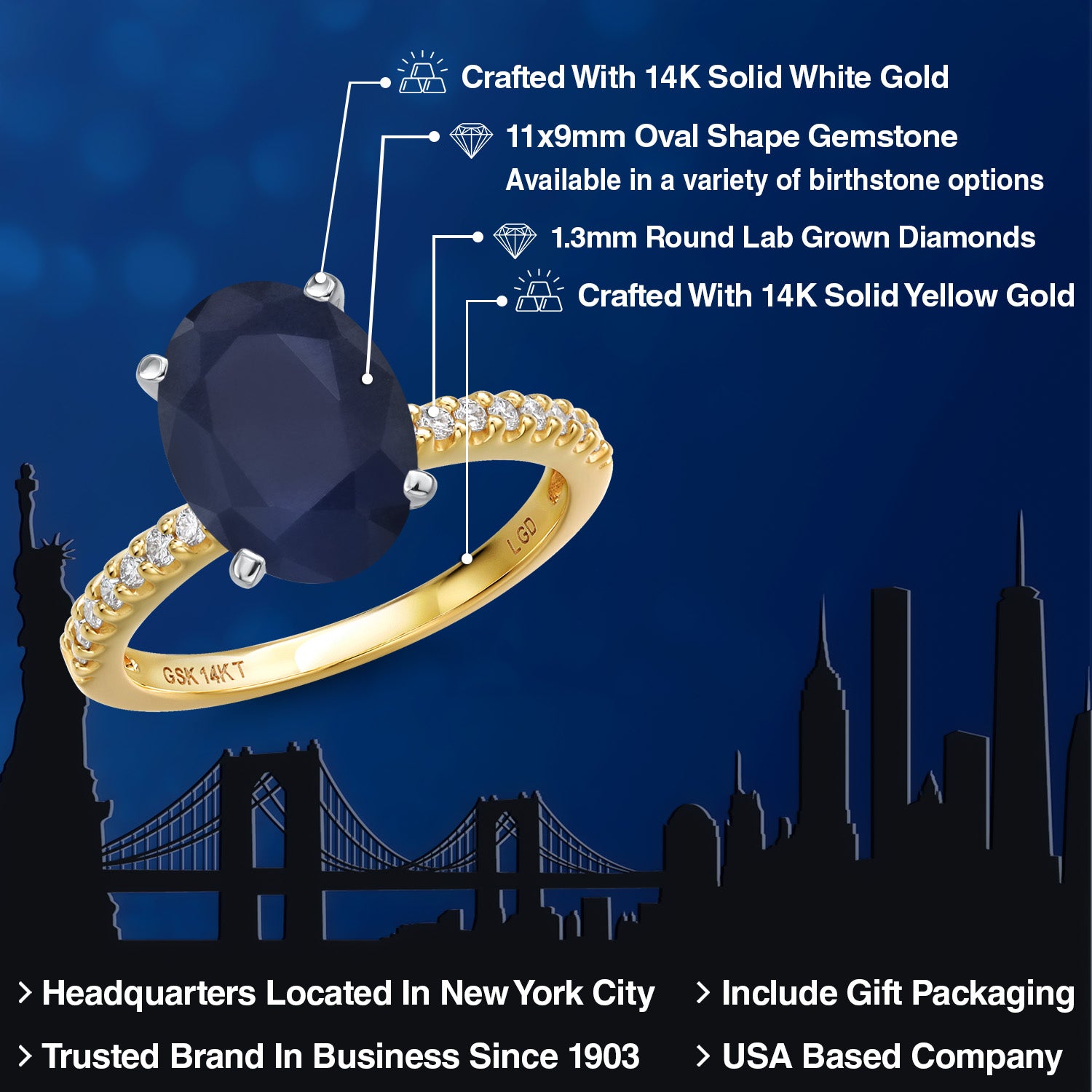 Ring in 14K Two Tone Gold