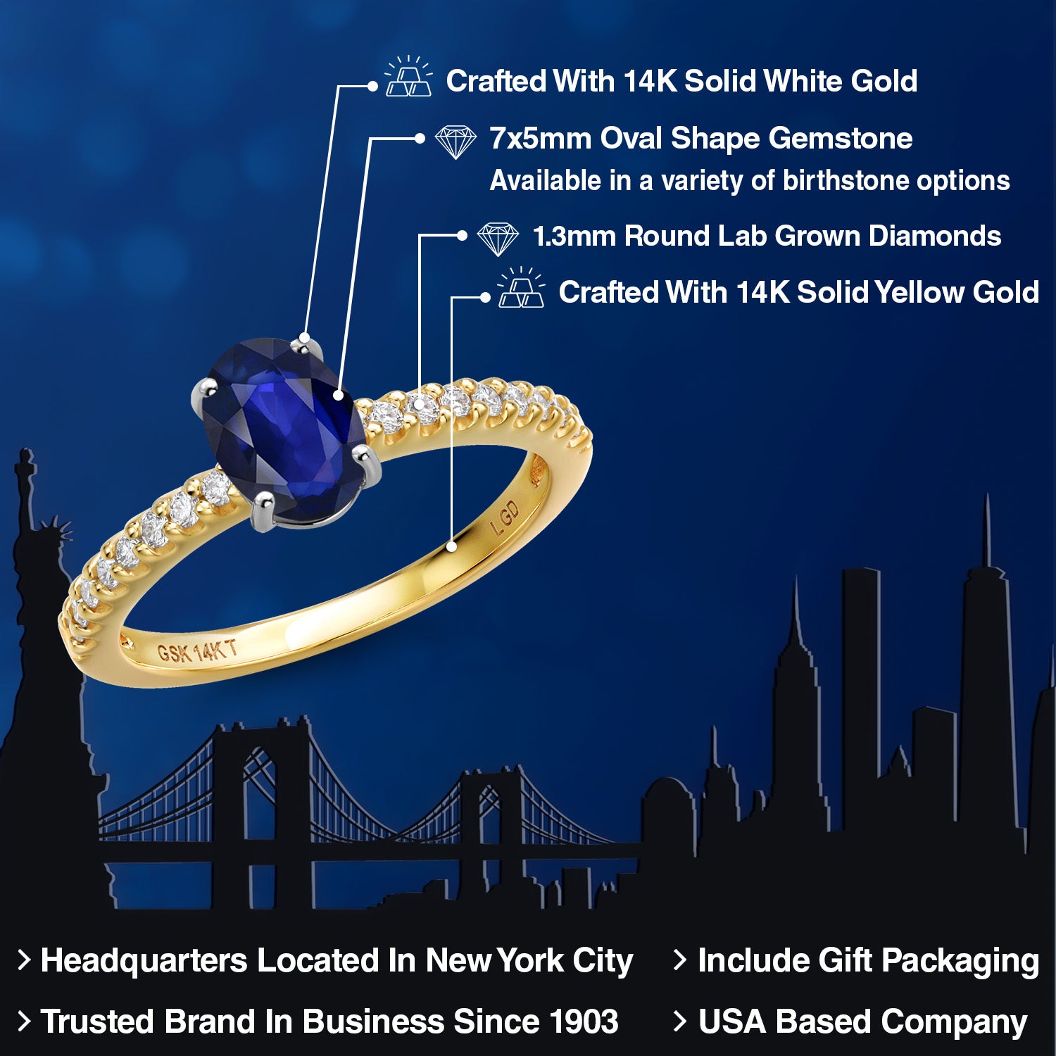 Ring in 14K Two Tone Gold