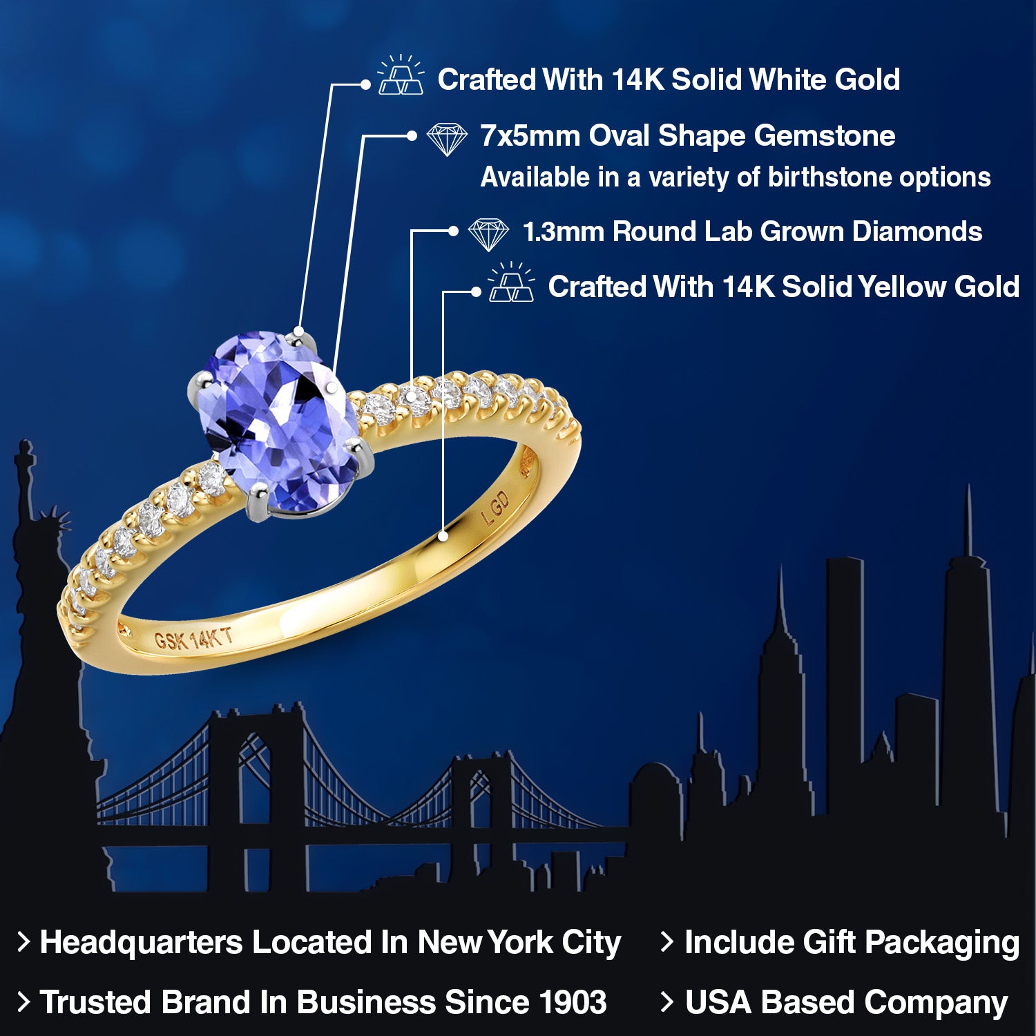 Ring in 14K Two Tone Gold