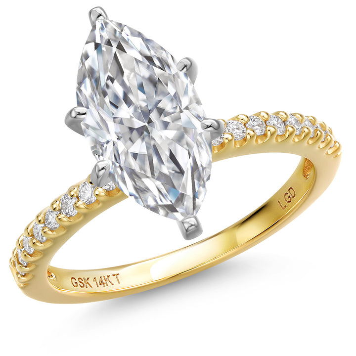 Marquise Cut_Center 2.00ct_5_Ring in 14K Two Tone Gold