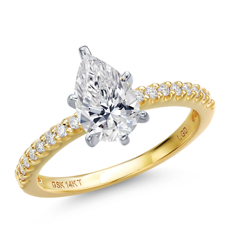 Pear_Center 1ct_5_Ring in 14K Two Tone Gold