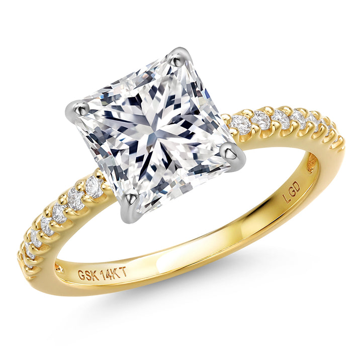 Princess Cut_Center 3.00ct_5_Ring in 14K Two Tone Gold
