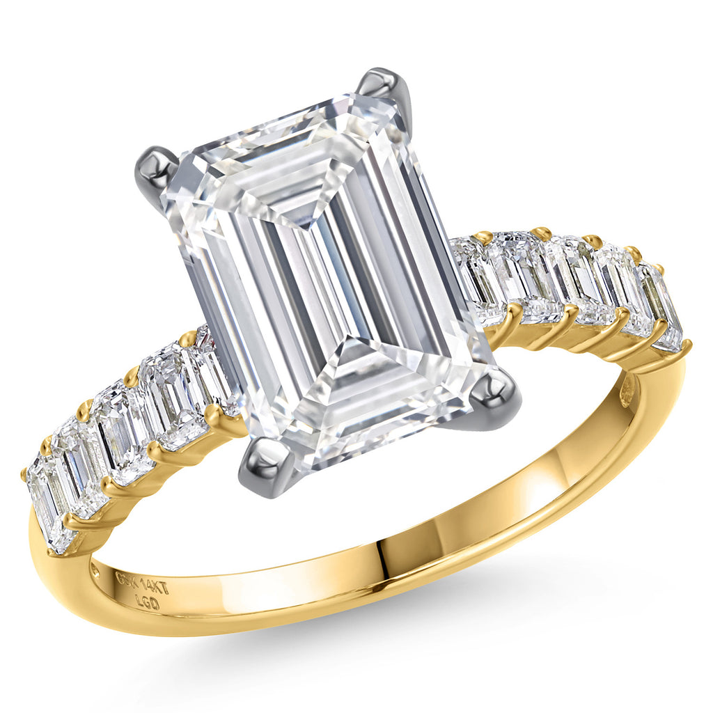 Emerald Cut_Center 4ct_6_Ring in 14K Two Tone Gold