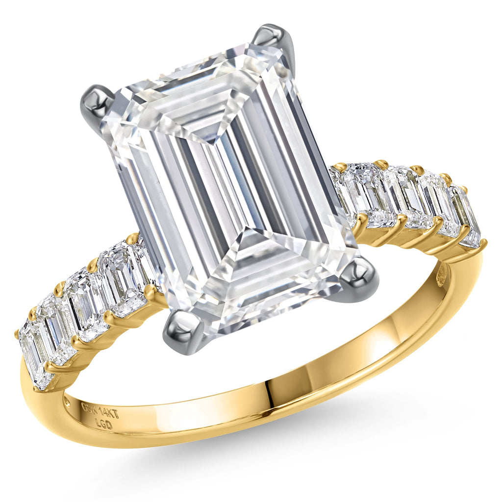 Emerald Cut_Center 5ct_6_Ring in 14K Two Tone Gold