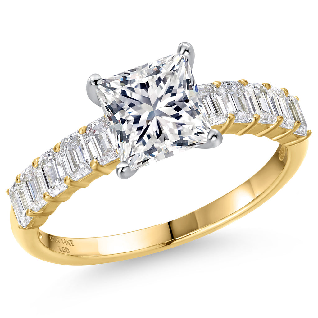 Princess Cut_Ring in 14K Two Tone Gold
