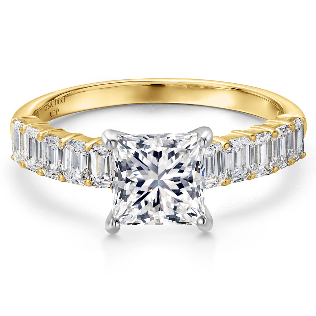 Princess Cut_Ring in 14K Two Tone Gold