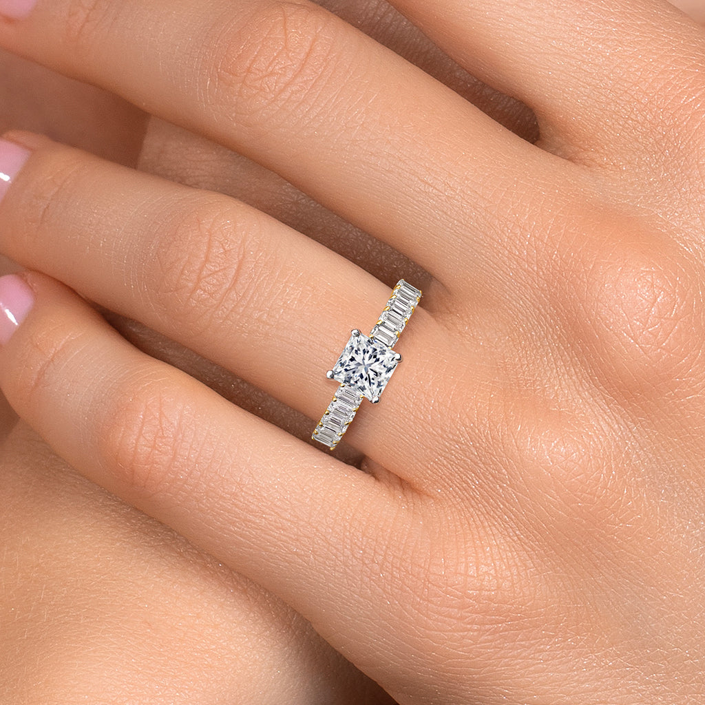 Princess Cut_Ring in 14K Two Tone Gold