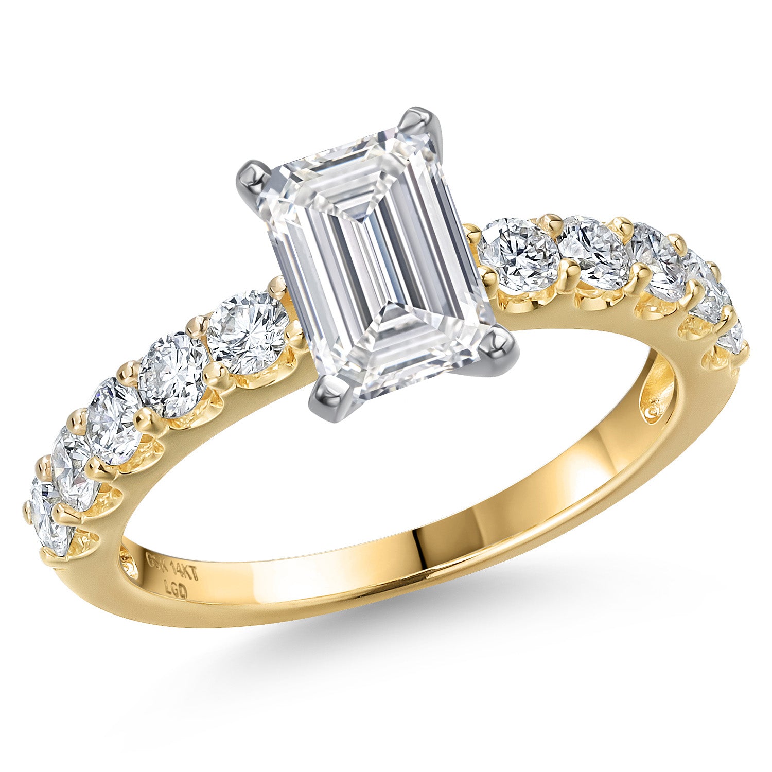 Emerald Cut_Center 1.00ct_9_Ring in 14K Two Tone Gold