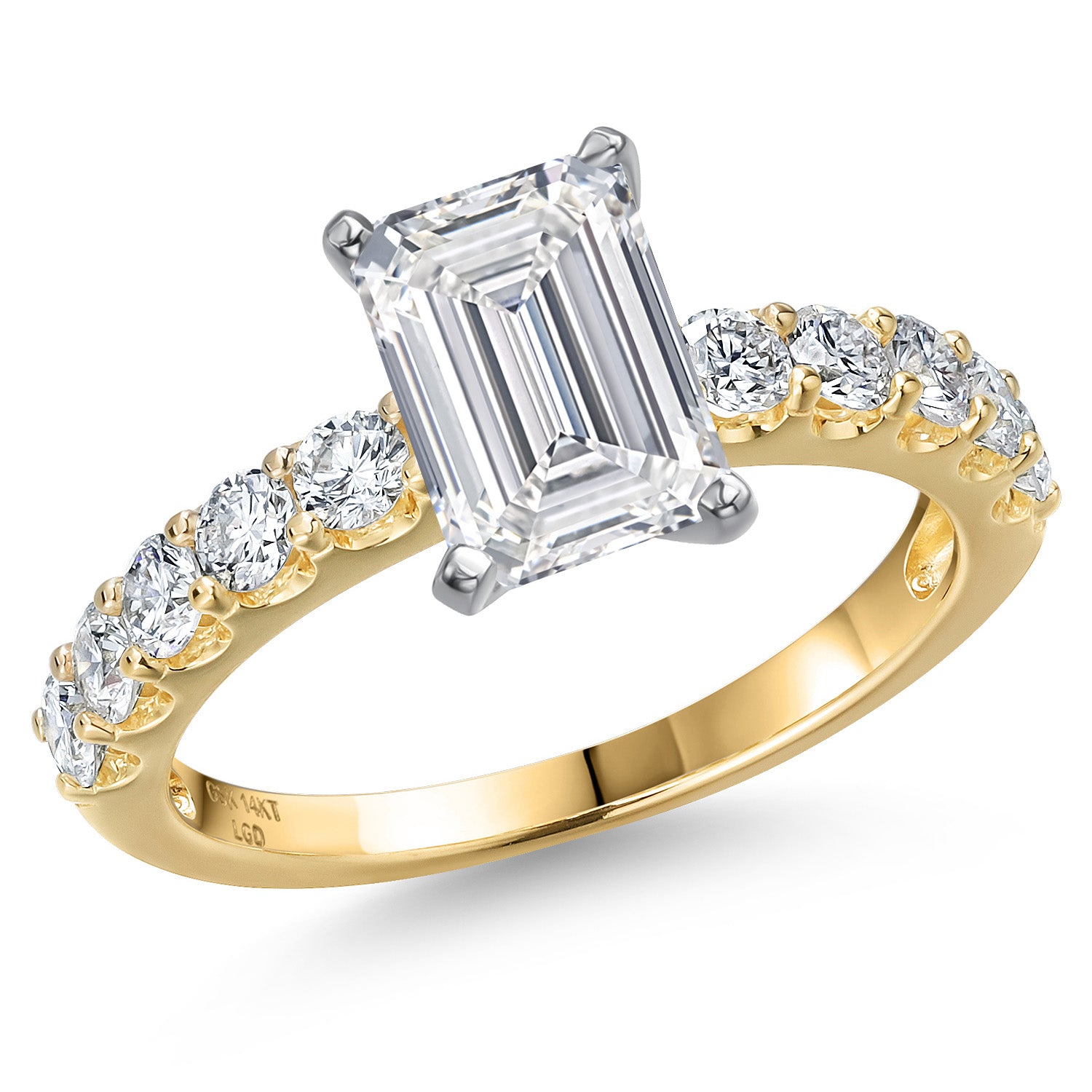 Emerald Cut_Center 2.00ct_9_Ring in 14K Two Tone Gold