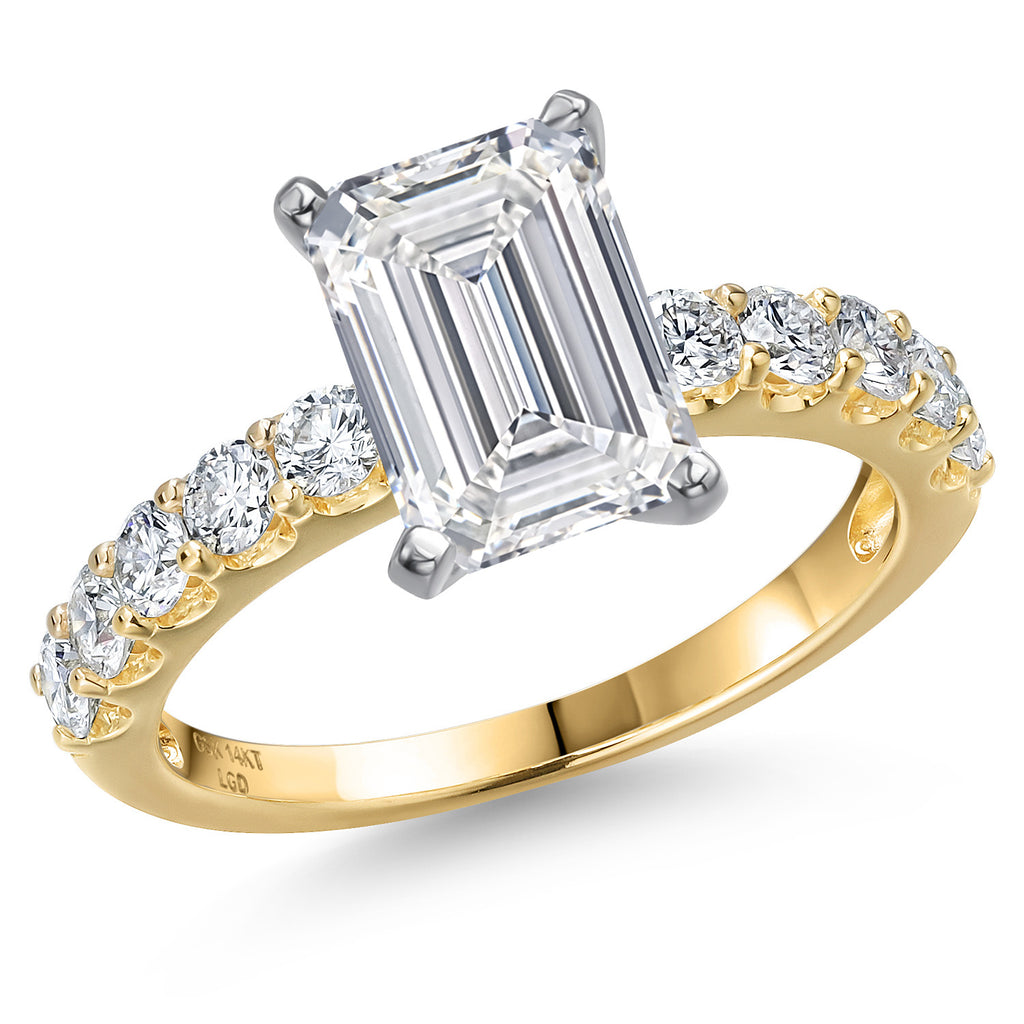 Emerald Cut_Center 3.00ct_6_Ring in 14K Two Tone Gold